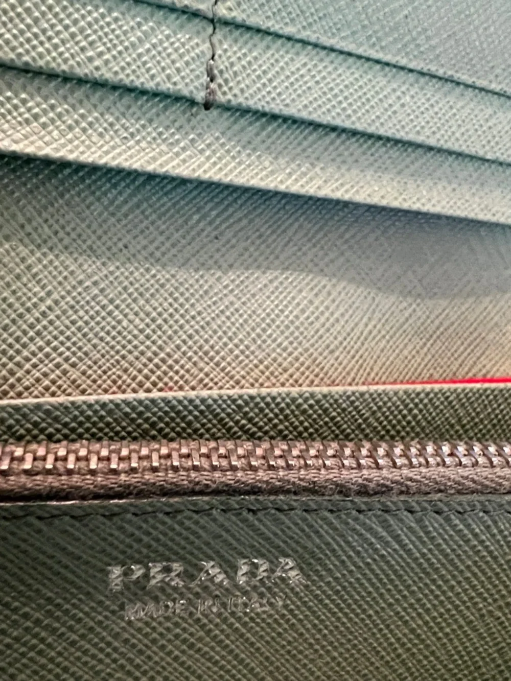 Prada Saffiano Leather Clutch in Mint Green with Silver Chain insert - Picture 15 of 17